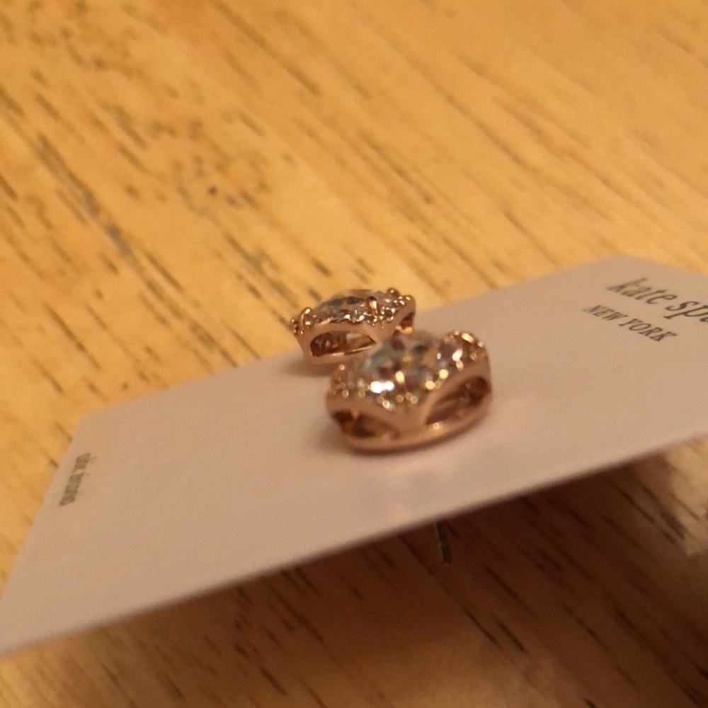 Kate Spade That Sparkle Large Round Rose Gold Tone & Clear CZ Stud Earrings NWT - Picture 15 of 15
